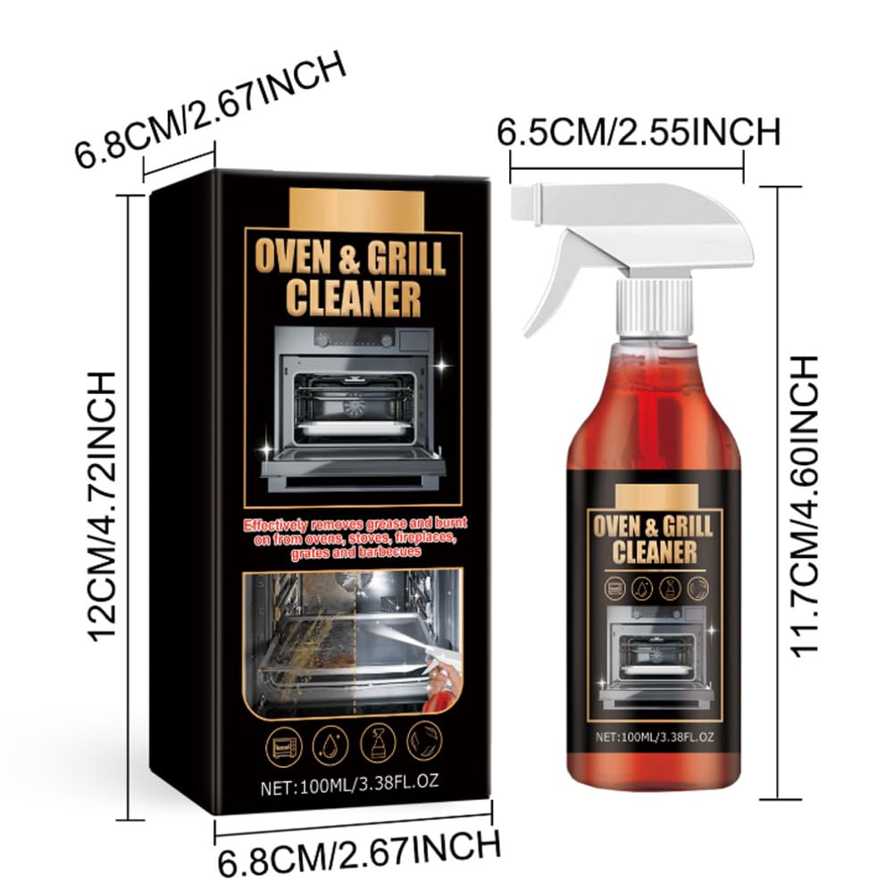 Oven and Grill Cleaner Spray, Oven Cleaner Heavy Duty Spray, Kitchen All Purpose Cleaners Sprays, Multi-purpose Cleaners for Microwave, Ovens, Grills, BBQ (3pcs)