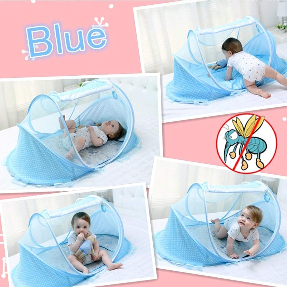 Foldable Mosquito Net for Bed with Blackout Canopy, Portable Baby Bed Net Newborn Travel Bed Protect Baby from Anywhere at Home, Travel & Sleep Cover (Green 4)