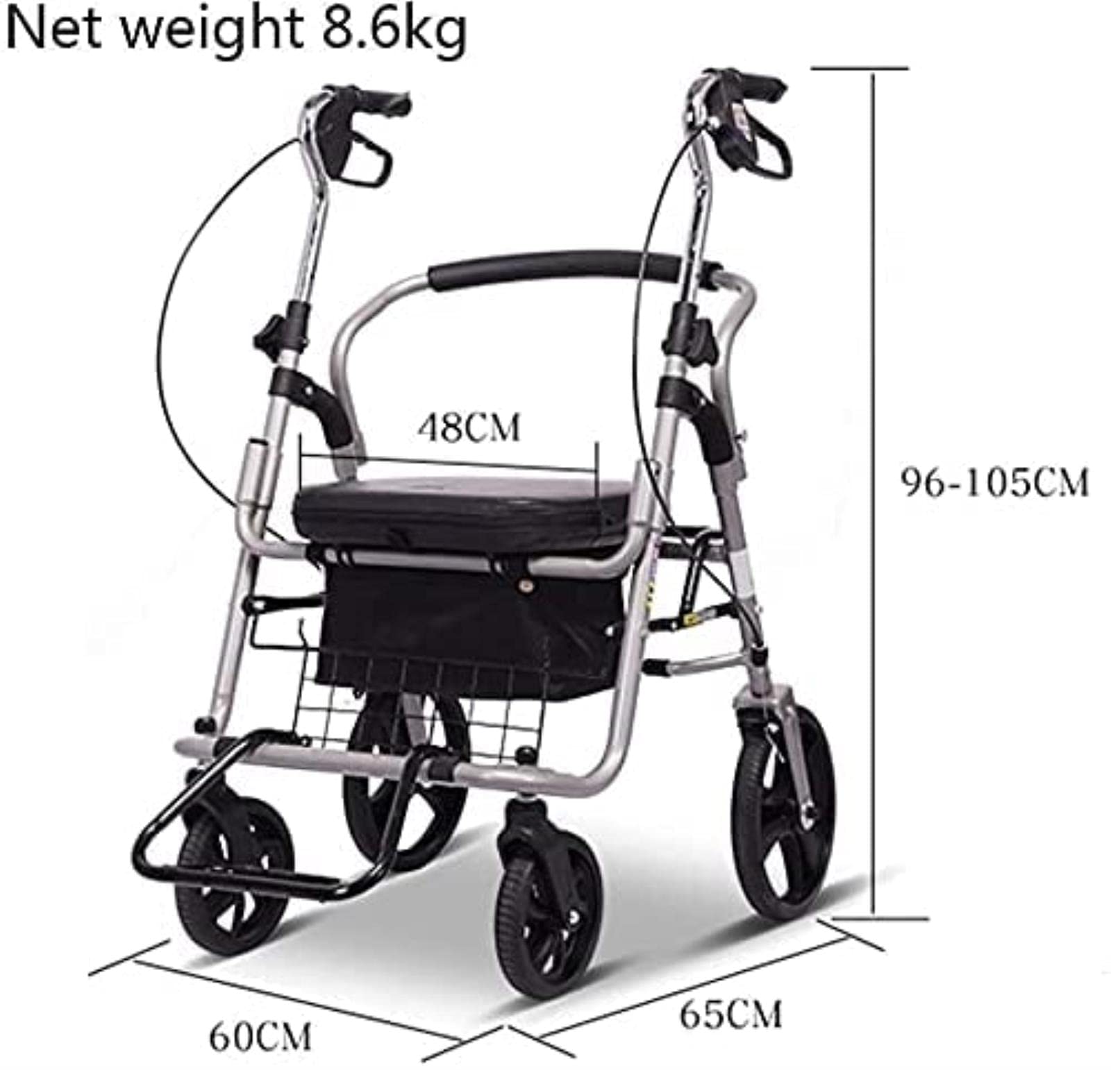 Rollator Walkerility Pomoc do chodzenia dla dorosłych starszych osób Rollatory Chodzik dla seniorów Chodzik z siedziskiem Chodzik z siedziskiem Chodzik z siedziskiem Tęsknota za Comfortable