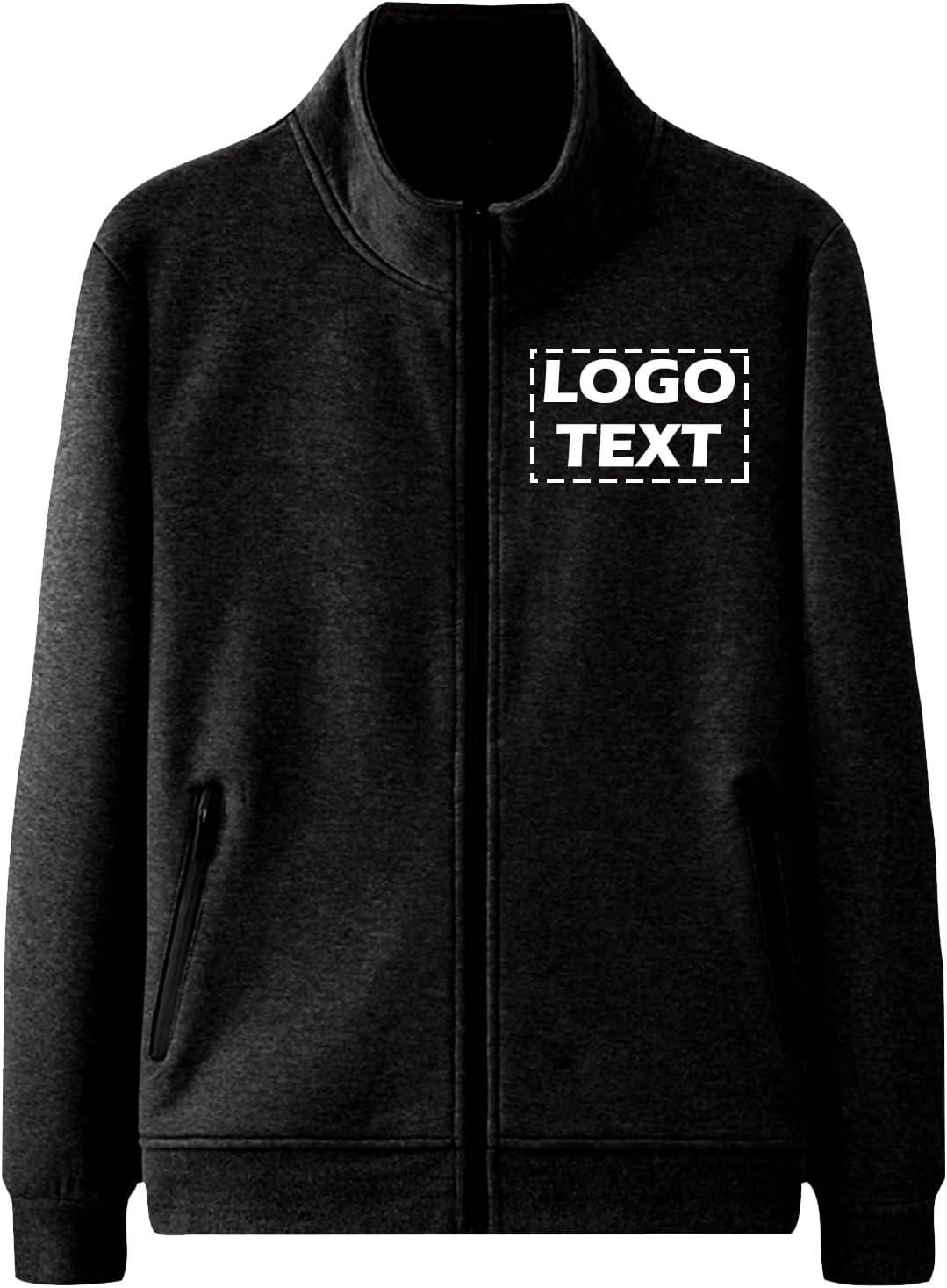 Lightweight Fleece Jacket Custom Photo/Text Full Zip Soft Recreation Coat Sweatshirt for Men