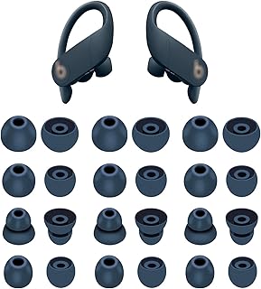 Eartips Compatible with Powerbeats Pro Earbuds, 12 Pairs S/M/L/D Sizes Soft Silicone Ear Tips Replacement Earbuds Tips, Compatible with Powerbeats PB Pro 12 Pairs Navy
