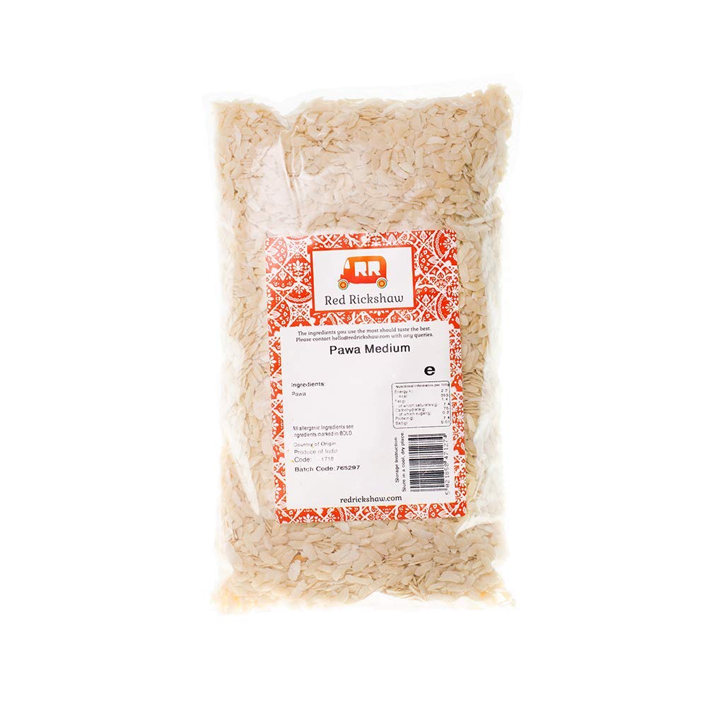 Red Rickshaw - Pawa (Rice Flakes) - Low Calorie Poha, Rich in Fibre, 500g
