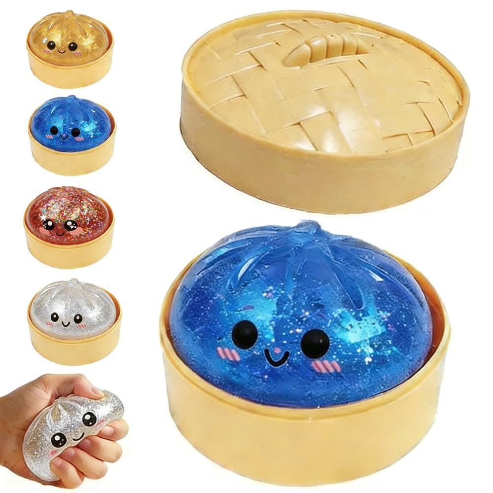 Dumpling Squishy, 2026 New Bun Squeeze Stress Relief Ball with Steamer Box for Stress Relief (4 Pcs) — view 9