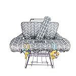 ICOPUCA Shopping Cart Cover for Baby, 2 in 1 cart Cover for Babies N high Chair Cover, Padded Grocery cart seat Cover for Baby Girl boy, with 1 Thick/Removable/Reversible Cushion, Grey;