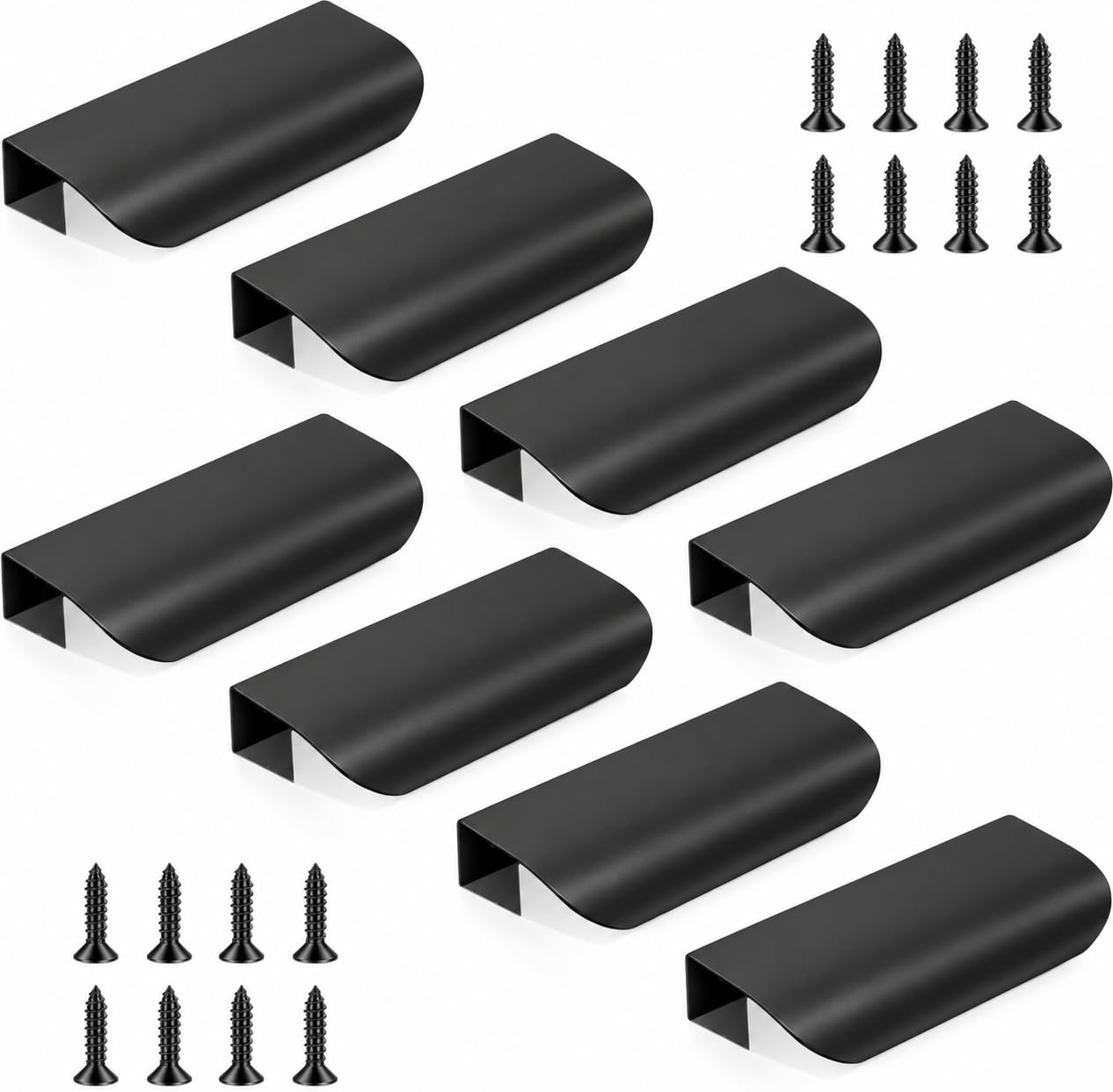 BRIOTA Black Cupboard Handles, 8 Pcs 80mm Finger Edge Pull — image 1