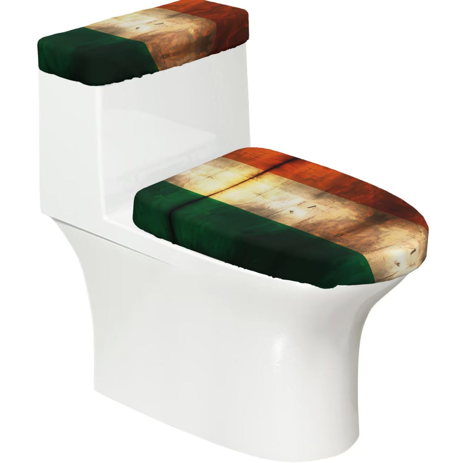Mrowyc Black Retro Irish Flag Printed Toilet Seat Set - Set Of 2 - Universal Toilet Seat Cover - Housewarming Birthday Christmas Gift