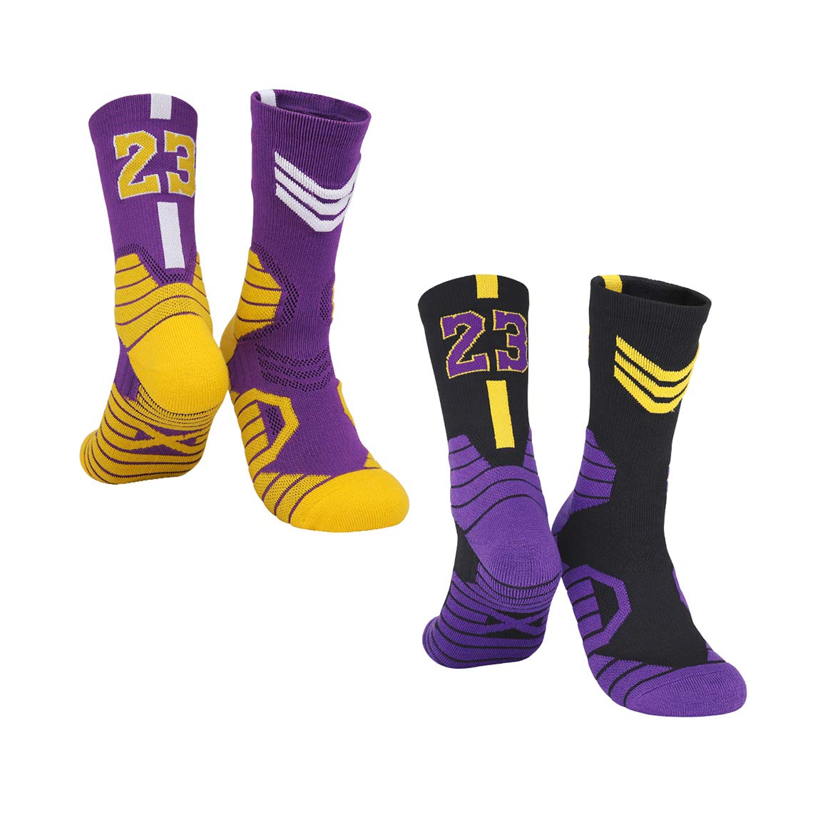 INAGWE2 Pairs Baseketball Players Athletic Socks Basketball Crew Socks Cotton Moisture Wicking Socks for Men Kids Women Gift