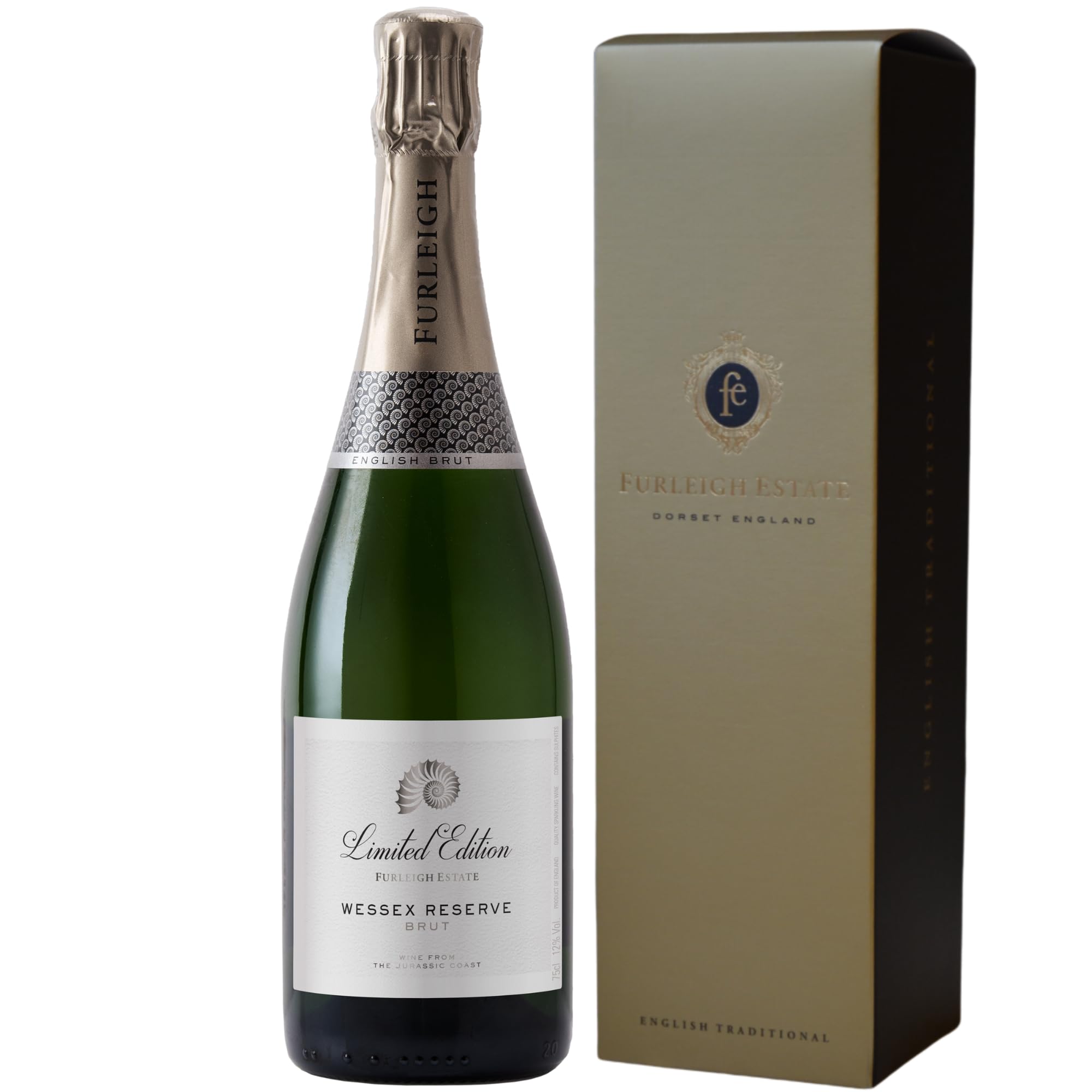 Furleigh Estate Wessex Reserve Brut 75cl – Award-Winning English Sparkling Wine from Dorset, Limited Edition Bottle plus gift box