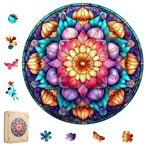 MEATRN Mandala Flowers 200 Pieces Wooden Puzzles for Adults miniatura 1