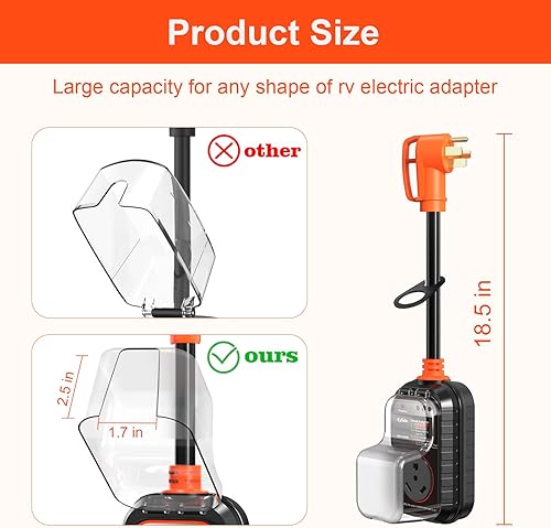 Miniatura 6 de EyGde Adaptador RV de 15 amperios a 30 amperios con protector de sobretensiones, enchufe NEMA 5-15P macho a TT-30R hembra, analizador de circuitos
