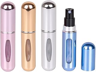 4 Pezzi 5ml Mini Bottiglia di Profumo Ricaricabile Nebulizzatori e Porta Profumo Atomizzatore di Profumo da Viaggio Dispenser di Profumo Bottiglia Nebulizzatore da Borsetta (Oro Argento Blu Rosa)