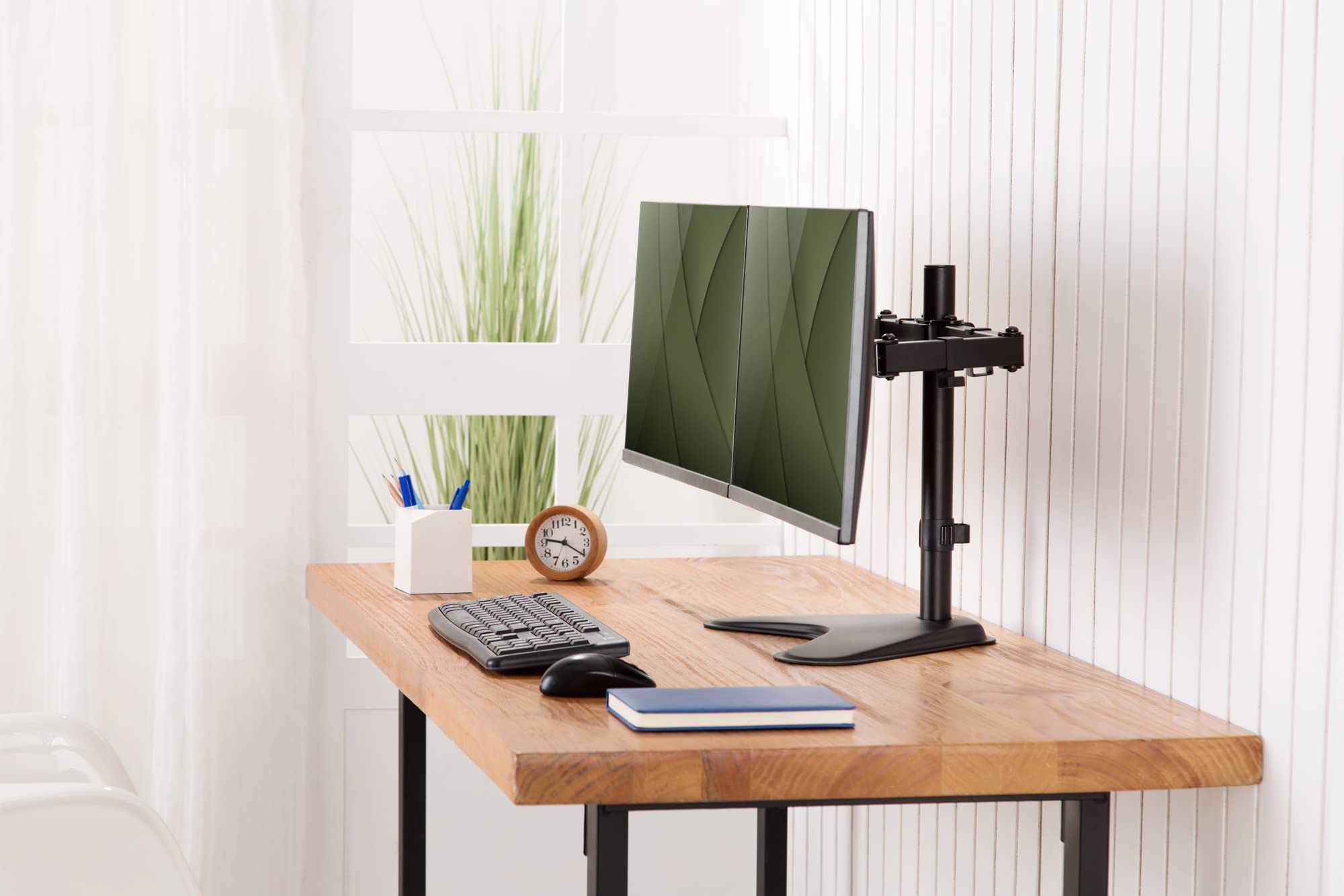 DIGITUS Uchwyt do monitora - stojak - 2 monitory - do 32 cali - do 2X 8 kg - VESA 75x75, 100x100 - czarny