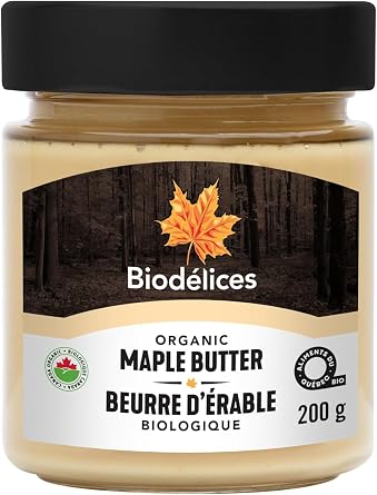 Biodelices Premium 100% Organic Maple Butter from Quebec - Pure Maple Butter Spread | 200g A Sumptuous Spread That Captures The Essence Of Quebecs Rich Maple Forests