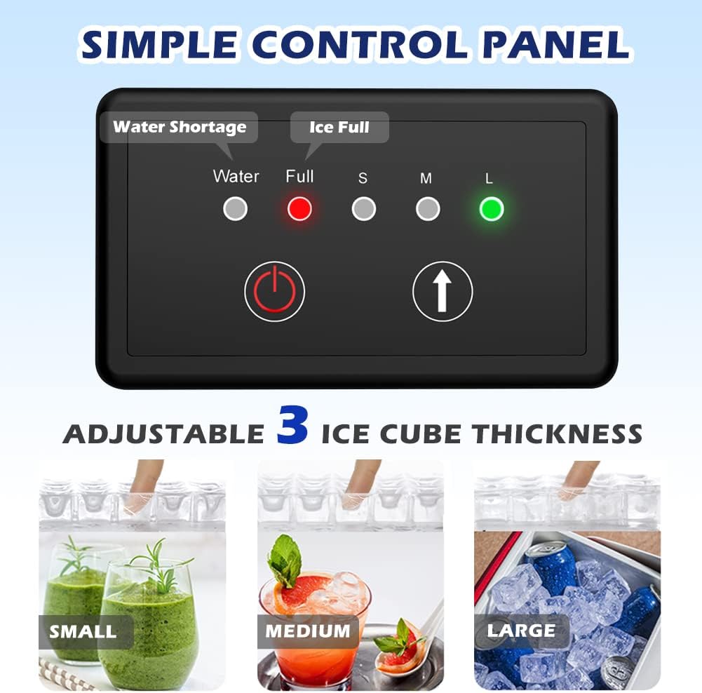 LifePlus Ice Maker simple control panel with adjustable ice thickness