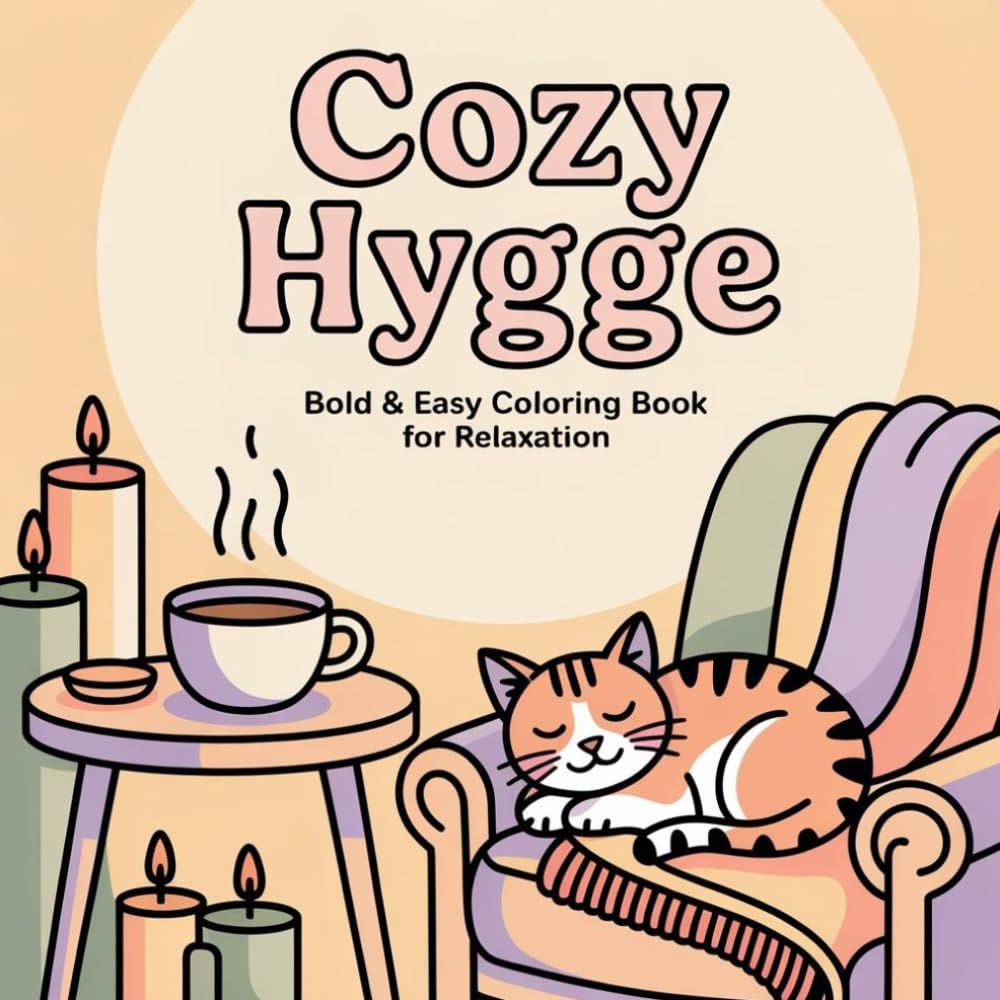 Cozy Hygge: Bold & Easy Coloring Book for Adults and Teens: Cute Cozy Scenes for Relaxation, Stress Relief & Mindfulness