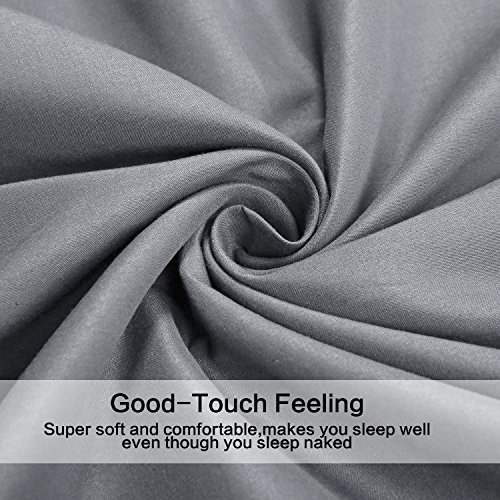 Image of 4 Piece Bed Sheet Set (Full,Silver Gray) 1 Flat Sheet,1 Fitted Sheet and 2 Pillow Cases,Brushed Microfiber Luxury Bedding with Deep Pockets