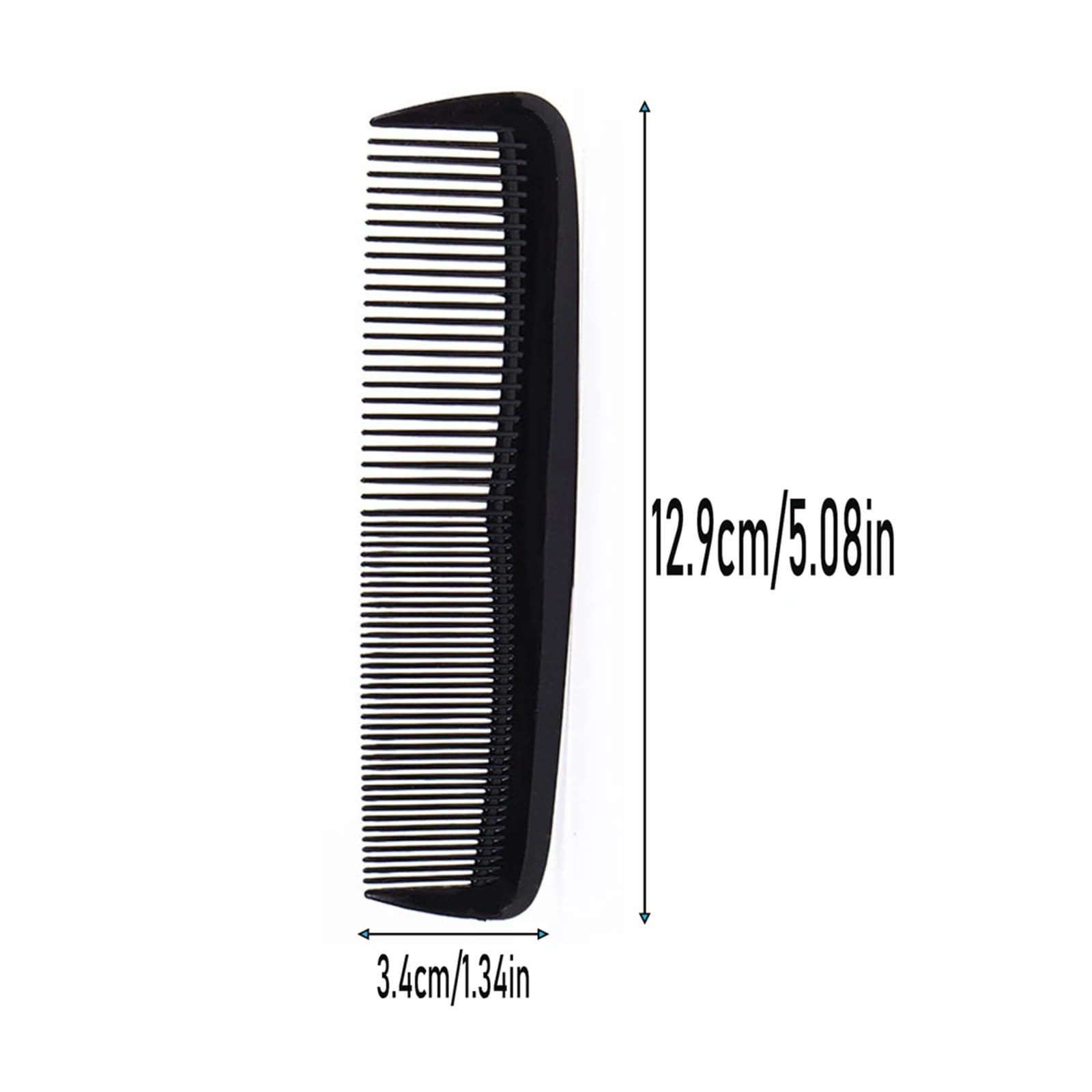 5 Stück schwarzer Haarstylingkamm, feine Zähne, hitzebeständig, doppelköpfig(Black)