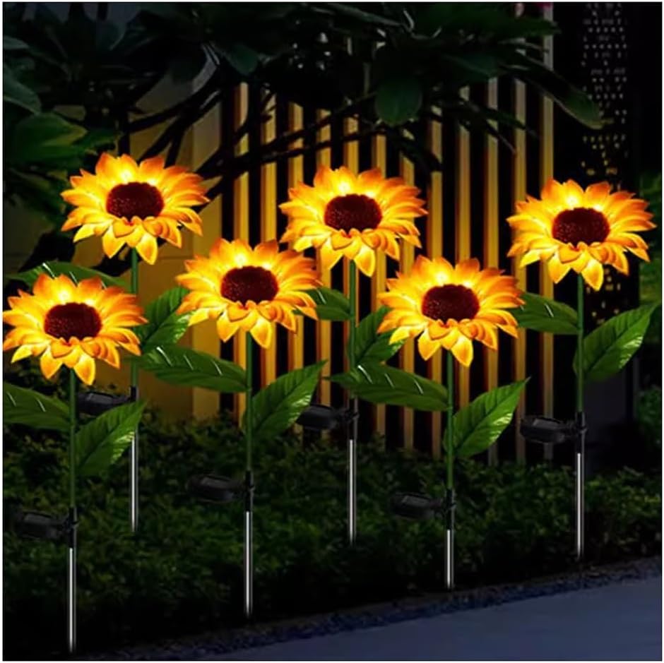 Sunflower Solar Garden Lights, Realistic LED Sunflower Lights Beautiful Solar Waterproof Landscape Decoration Lighting Flower Lights For Pathway Patio Yard Deck Walkway ( Color : Yellow , Size : 5PCS