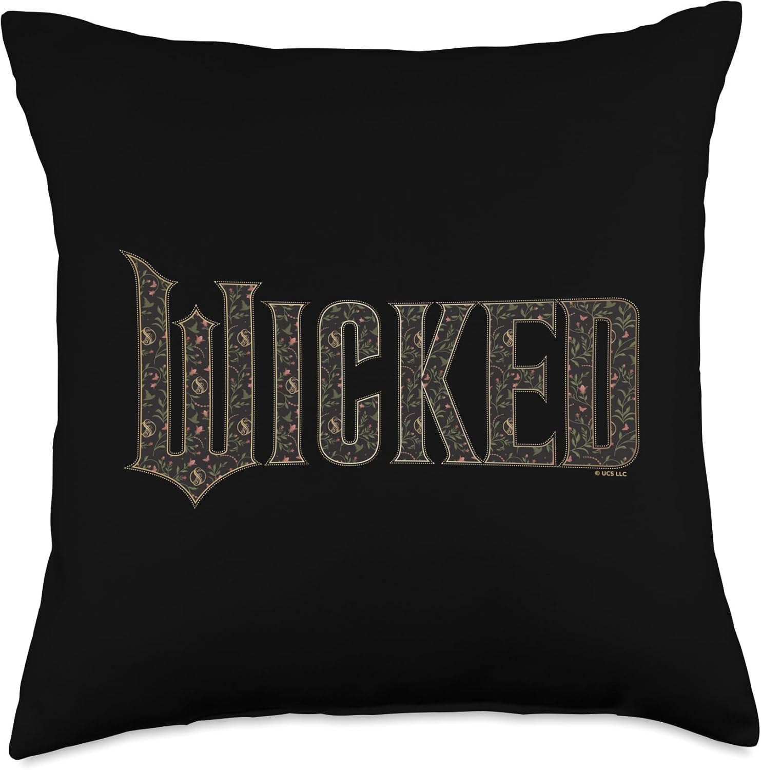 Wicked Movie Floral Logo Throw Pillow