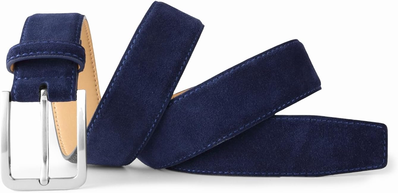 Men's Belt Casual Genuine Leather Suede Belts for Men 1 3/8" Wide Elegant Golf Dress Belt - Image 3