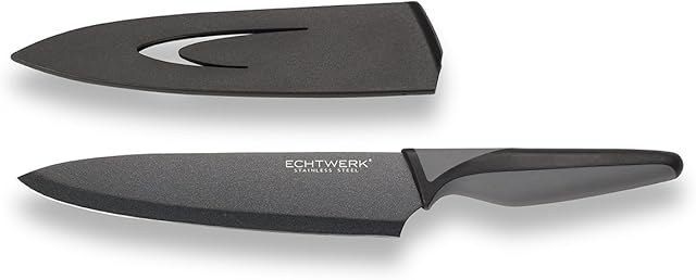 ECHTWERK EW-SS-0150 BlackSteel Paring Knife, nóż kuchenny, ostrze ze stali nierdzewnej ok. 9 cm, czarny, nóż szefa kuchni - 20 cm