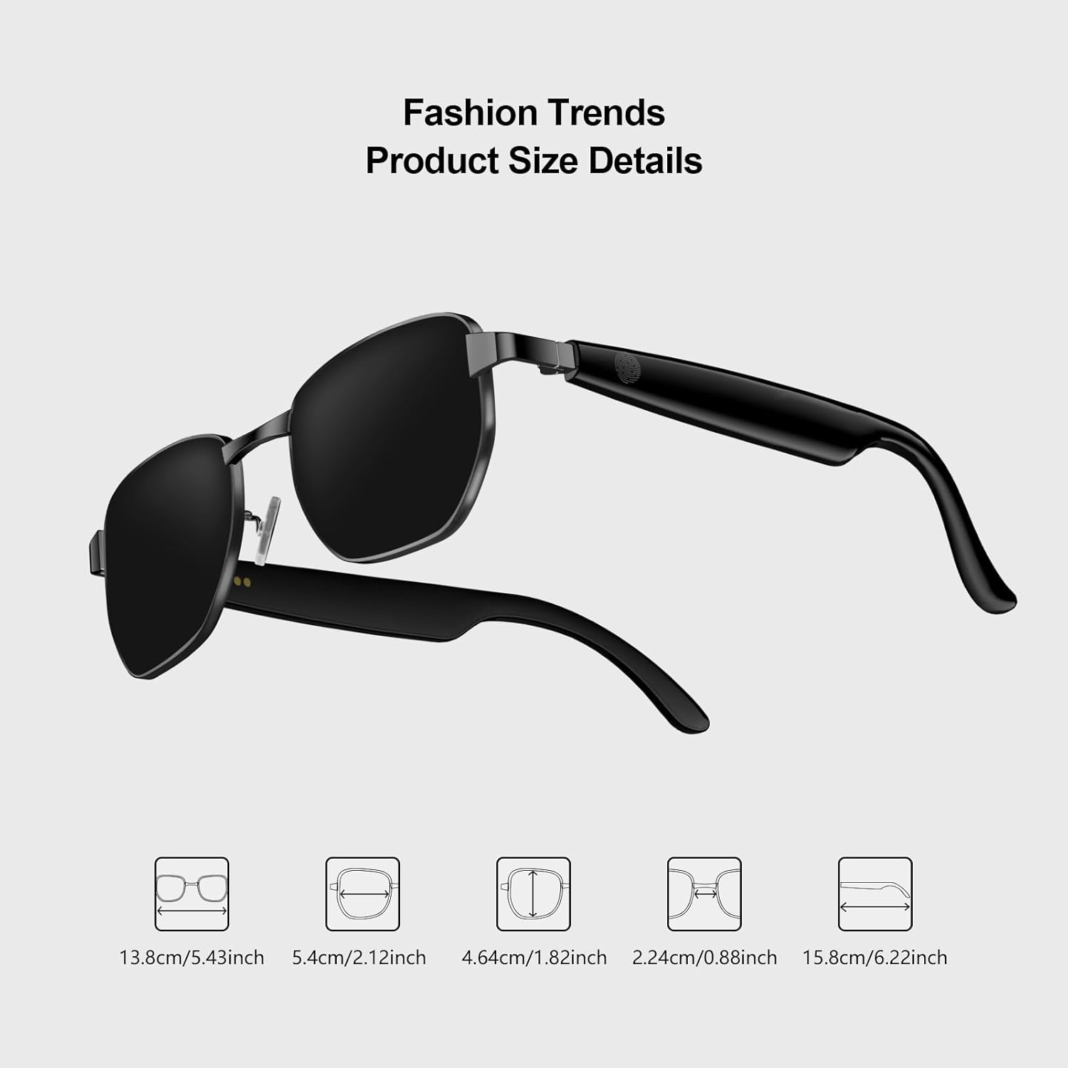 Bluetooth smart sunglasses, audio glasses, nylon lenses, built-in microphone and speaker, UV protection