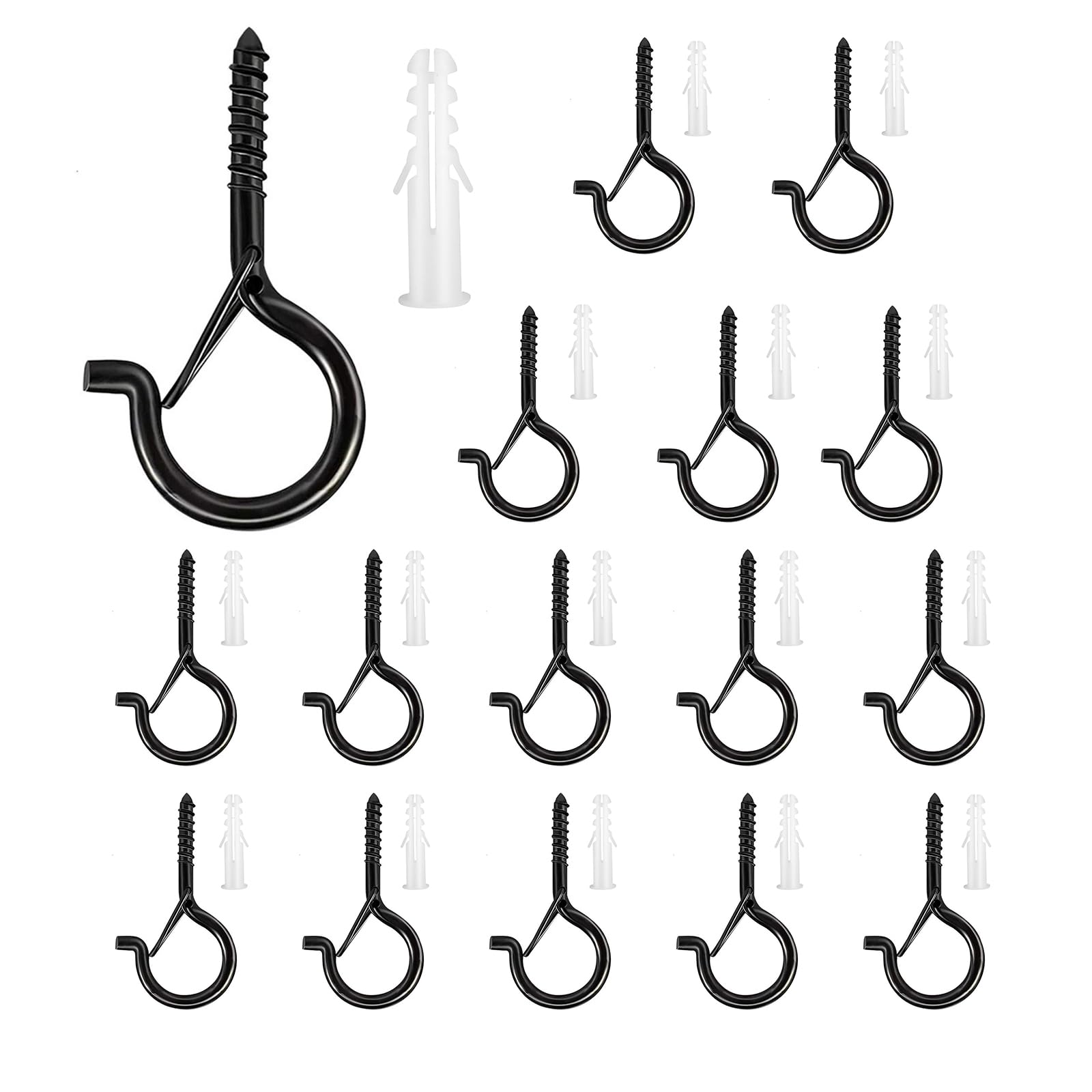 quyueug 15-Pack Wall Hooks, Outdoor Heavy-Duty Screw Hooks for Clothes Towels & Garden Lights