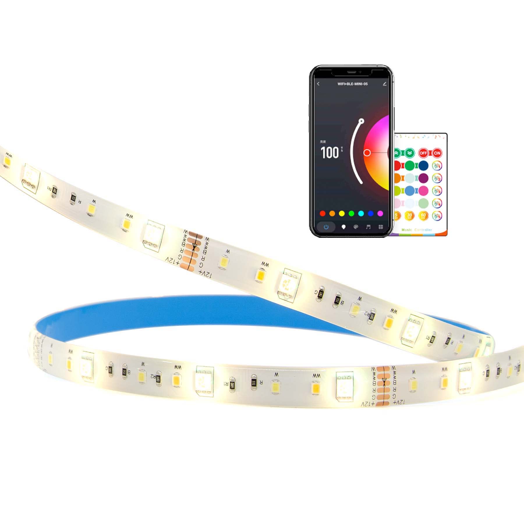 G.W.S® LED Strip Light 10M (2x5M) with IR Remote, 5050 RGB+CCT, WiFi Smart APP Control, Works with Alexa and Google Assistant, Music Sync, DIY Decoration Lights