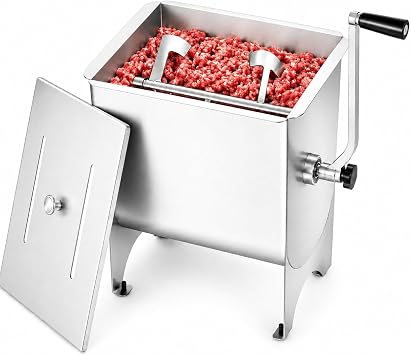 20lbs Manual Meat Grinder Stainless Steel Bratwurst Mixing Machine Manual Sausage Meat Mixer Machine Meat Processing Equipment for Seasonings