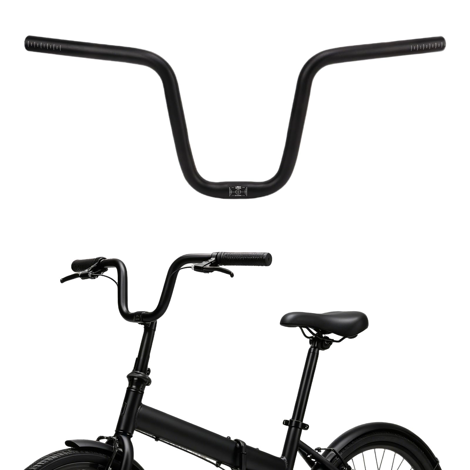 Guidon pour vélo de montagne, guidon élévateur de 25,4 mm en alliage d'aluminium, guidon de vélo extra long de 580 mm pour course en descente E-Bike (hauteur 210 mm/8,3 pouces)
