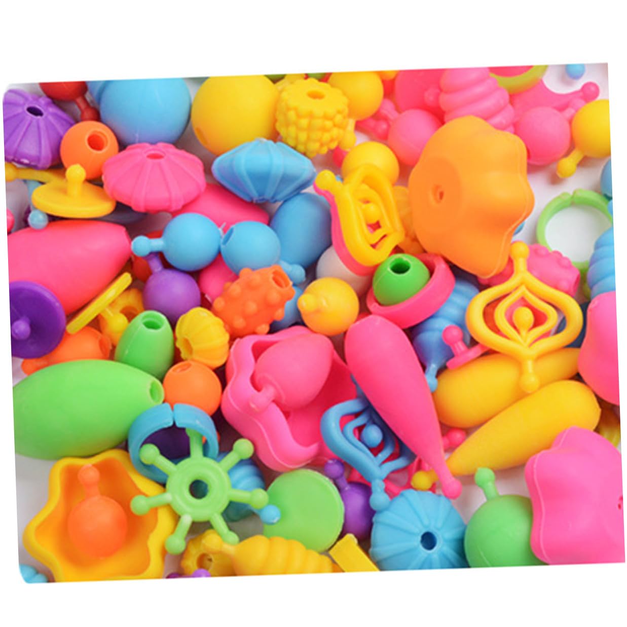 ifundom Kit per Creazione di Braccialetti Fai da Te per Ragazzo Ragazza in Plastica Lavabile Perline di Diverse Forme e Dimensioni, Scatola Regalo Portatile per Attività Creative