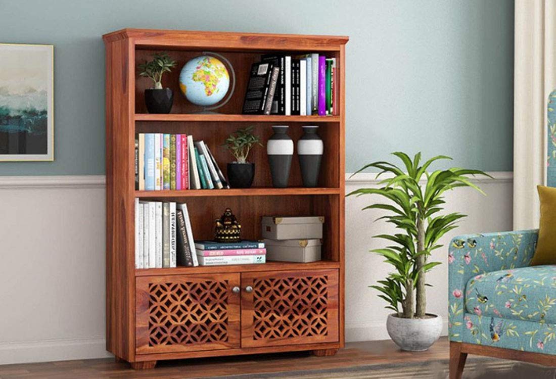 Book Shelf Wooden | Bookshelf for Home Library | Book Shelves Open Bookcase Books Rack | Display Unit Book Stand for Office (Natural Finish)-image-12