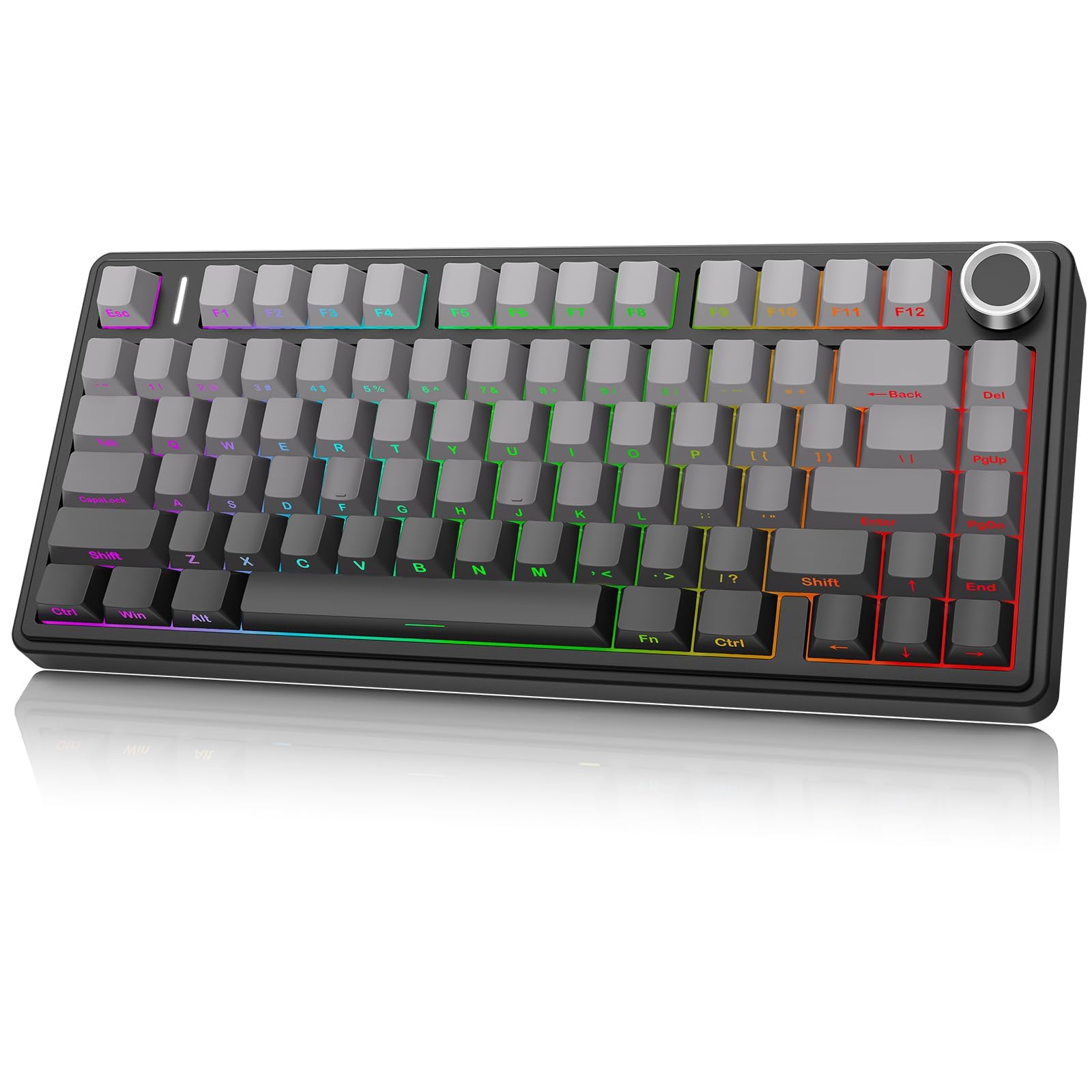 TZMRIT Tastiera meccanica da gioco F75 MAX 2,4 GHz/Type-C/BT5.0 sans-fil incisione lateralestruttura a molla a gashot-swap RGB