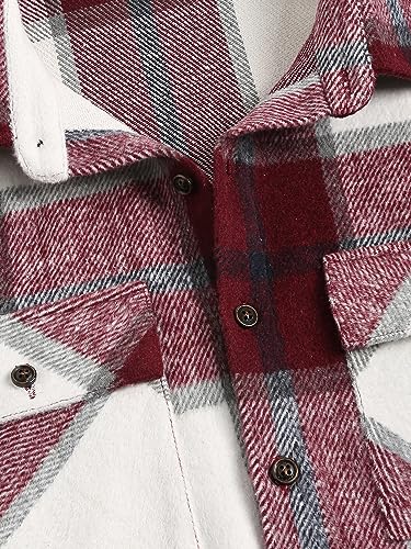 Image of ZAFUL Unisex Plaid Flannel Shirt Jacket Button Down Long Sleeve Pocket Coat Outwear | Mens Fall Clothes Lightweight Long Sleeve Button Down Flap Pocket Jacket Tops for Fall&Winter 2026