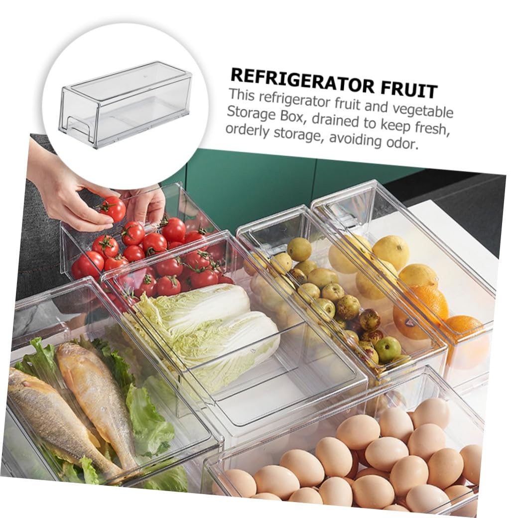 Caja Organizadora para Refrigerador Tapa Sellada de Pet, Gran Capacidad y Ahorro de Espacio para Mantener Frutas y Verduras Frescas en Congelador