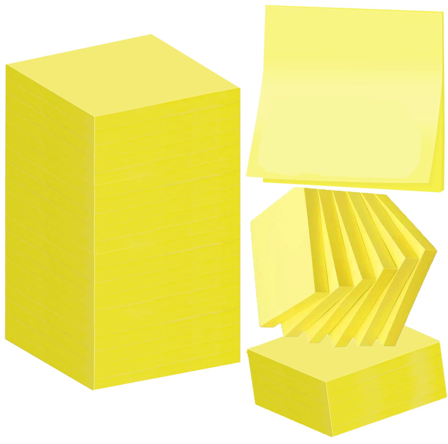 7500 Blatt Super Sticky Notes, Packung mit 100 Blöcken, 75 Blatt pro Block, 76x76 mm,Gelb Haftnotizen-Extra-stark klebende Notizzettel für Notizen,To-Do-Listen und Erinnerungen,Büro, Schule,Familie