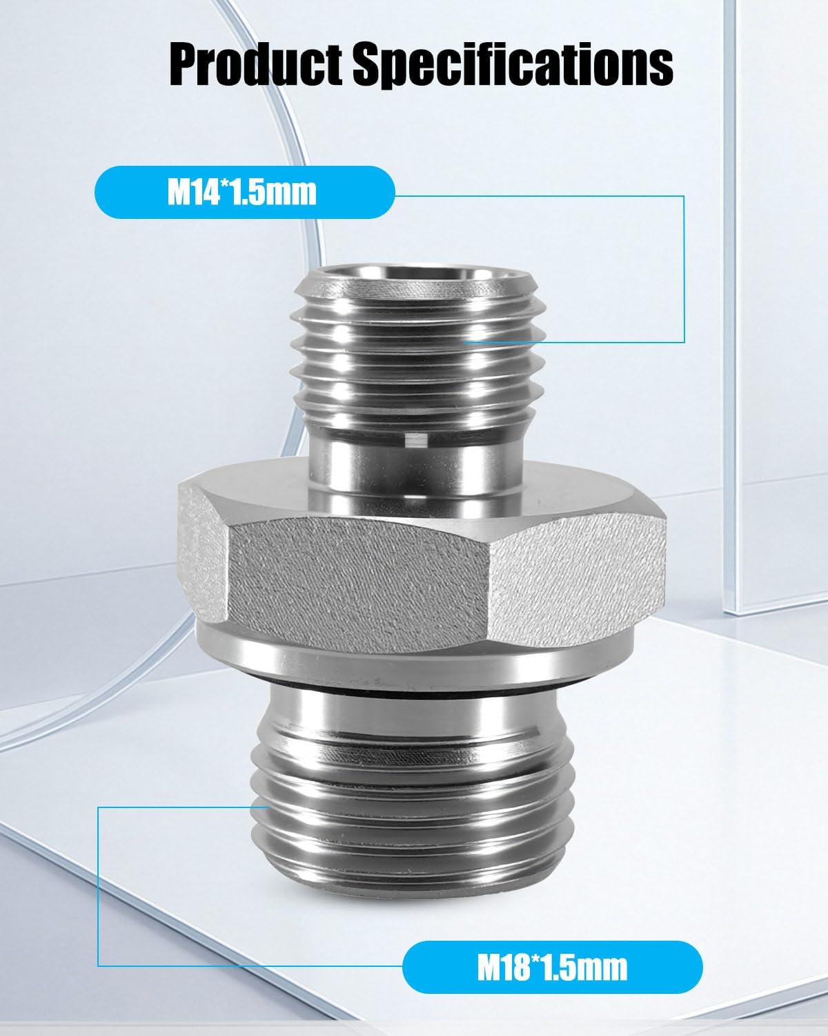 14H to 18ED Fitting Adapters Fit for Hard Steel Various Metric Thread External Cone British Pipe, 2Pcs