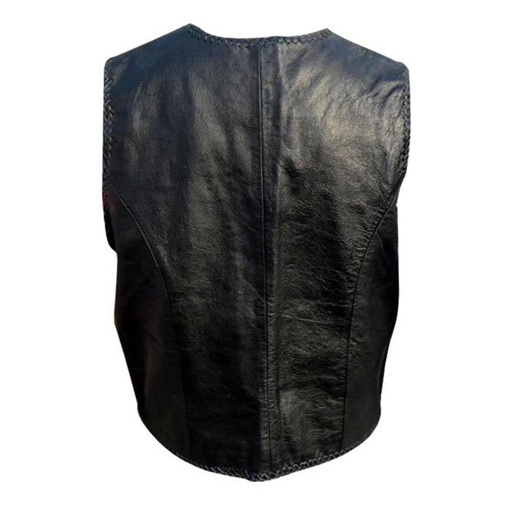 SRHides Men's Original Leather Vest Black X-Large