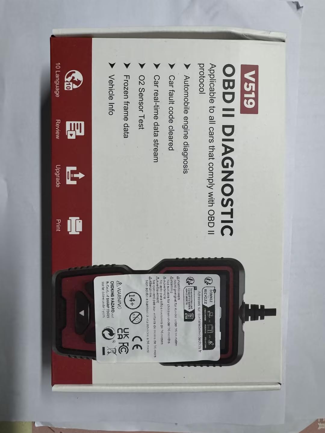 HyAdierTech OBD2 Auto Diagnosi, V519 Scanner OBD Diagnostica per Autoveicoli, Universale Motore Lettore di Codici di Guasto Strumento di Scansione Diagnostica, Compatibile con i Protocolli OBDII