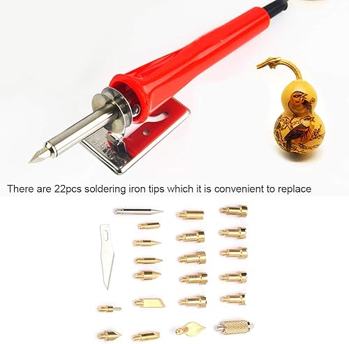 Miniatura 2 de Punta de pluma de soldador, 22 puntas de latón para soldar, punta de pluma de combustión de madera, herramienta de soldadura pirográfica de 60 W,