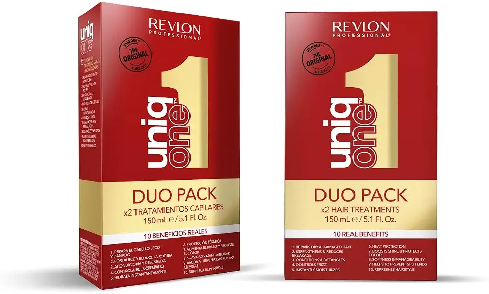 Revlon Professional Duopack UniqOne Clássico Tratamento Capilar, 2 Protetores Térmicos 10 em 1 I Hidratação Profunda I Spray Leave-In I Desembaraça os Cabelos Femininos, 2 x 150 ml