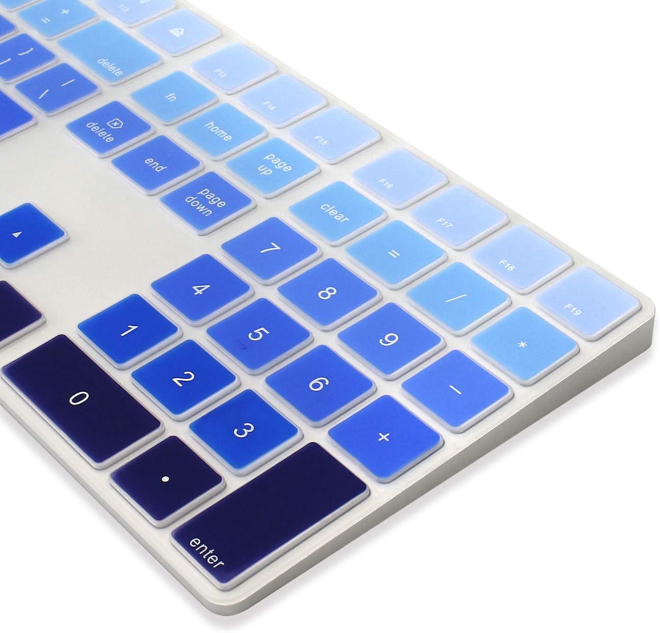ProElife Ultra Thin Silicone Full Size Keyboard Cover Skin for 2017 2018 Apple iMac Magic Keyboard with Numeric Keypad MQ052LL/A A1843 US Layout (Item Folded in Packaging) (Ombre Blue)