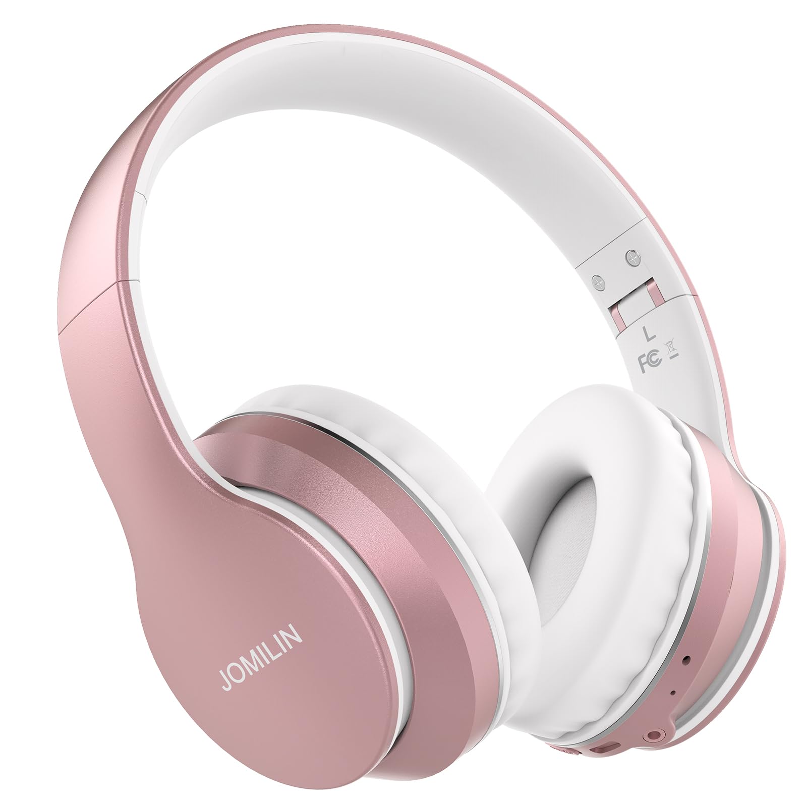 JOMILINB9 Bluetooth Headphones Over-Ear, 3 EQ Music Modes and 50H Playtime Wireless Headphones with Mic, Hi-fi Stereo Lightweight Folding Headset, Volume Control for Travel Tablet PC (Rose Gold)