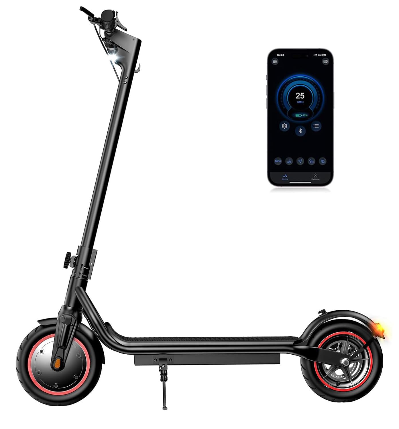 Electric Scooter,34KM Range 350W Motor Electric Scooter Adults with 8.5" Pneumatic Tires,42V 7.8Ah Battery,3 Speed Modes,Rear Disc + Electronic Brakes,120KG Load, APP Control