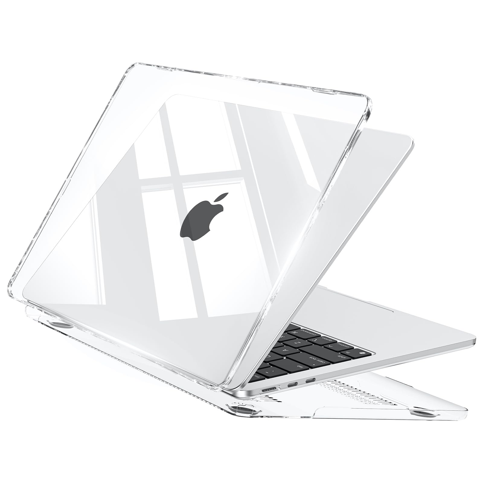 eoocoo case compatible for new macbook air 13.6 inch m4 a3240 m3 a3113 m2 a2681 with touch id,2025 2024 2022 release,m2 m3 m4 air 13'' laptop protective plastic hard shell cover smooth-crystal clear