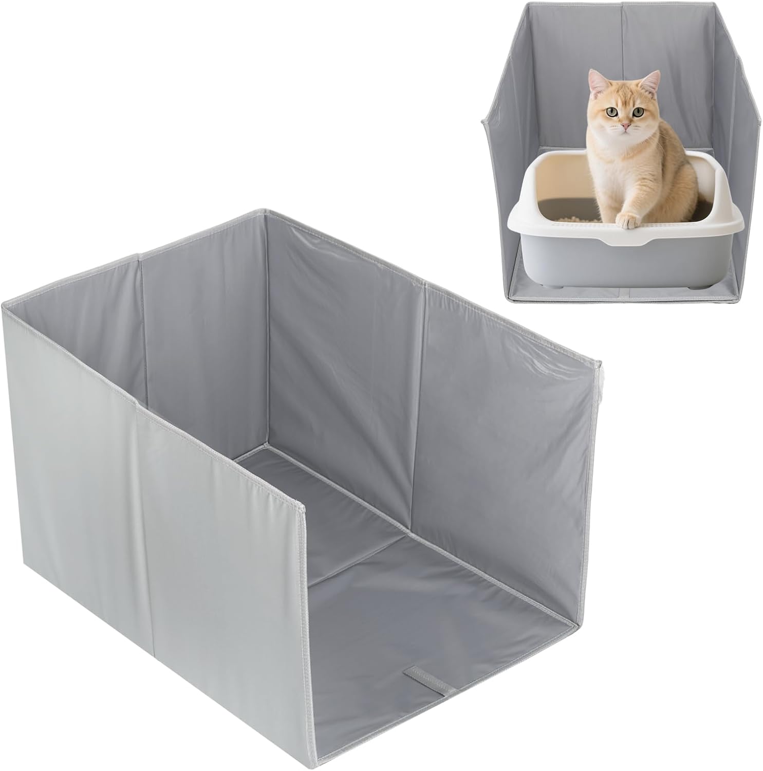 COODHI 28" L×20" W×17" H Cat Litter Box Enclosure Splash Guard with Removable Mat All-in-One Litter Box Splash Guard for Large Litter Pan High Sided Litter Box Shield for Keeping Litter Off Floor