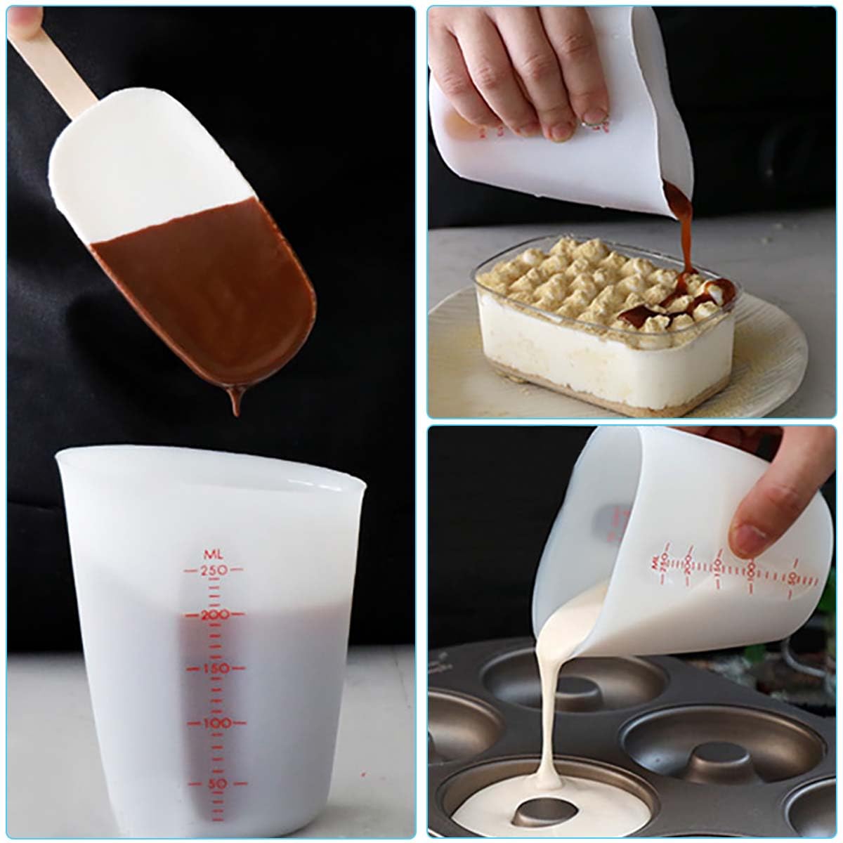 Lot De 2 Gobelets Doseurs Silicone 250/500 Ml Rose – Avec Échelle Transparente & Spatules, Idéal Résine Époxy & DIY