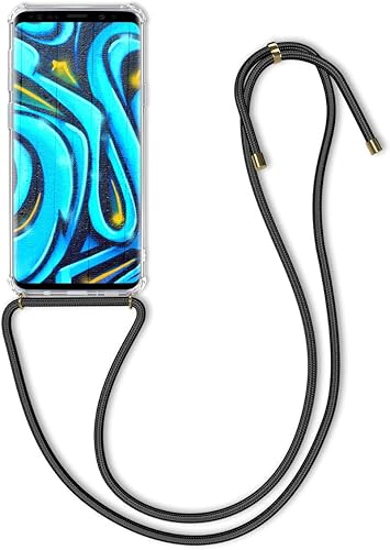 kwmobile Funda cruzada compatible con Samsung Galaxy S9 Plus - Funda transparente de TPU con correa de cordón - NegroTransparente