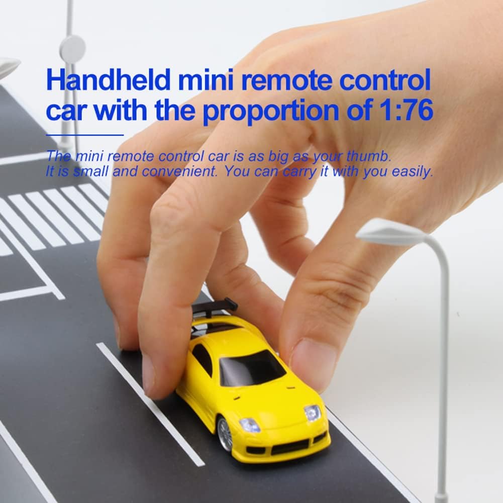 1:76 Turbo Racing Scale RC Sport Car, Table Racing Remote Control Mini Model Car Full Proportional RTR Kit Toys (C71yellow)