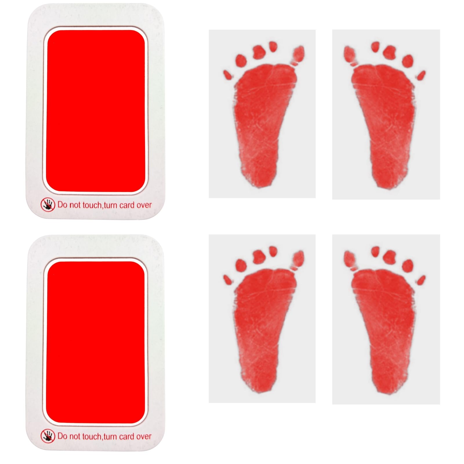 ZHIYE Baby Footprint & Handprint Kit – 2 Red Inkless Print Pads Plus 4 Imprint Cards, 100% Clean-Touch Ink Pad for Newborns, Perfect Family Keepsake Gift for Printing Touch Imprints